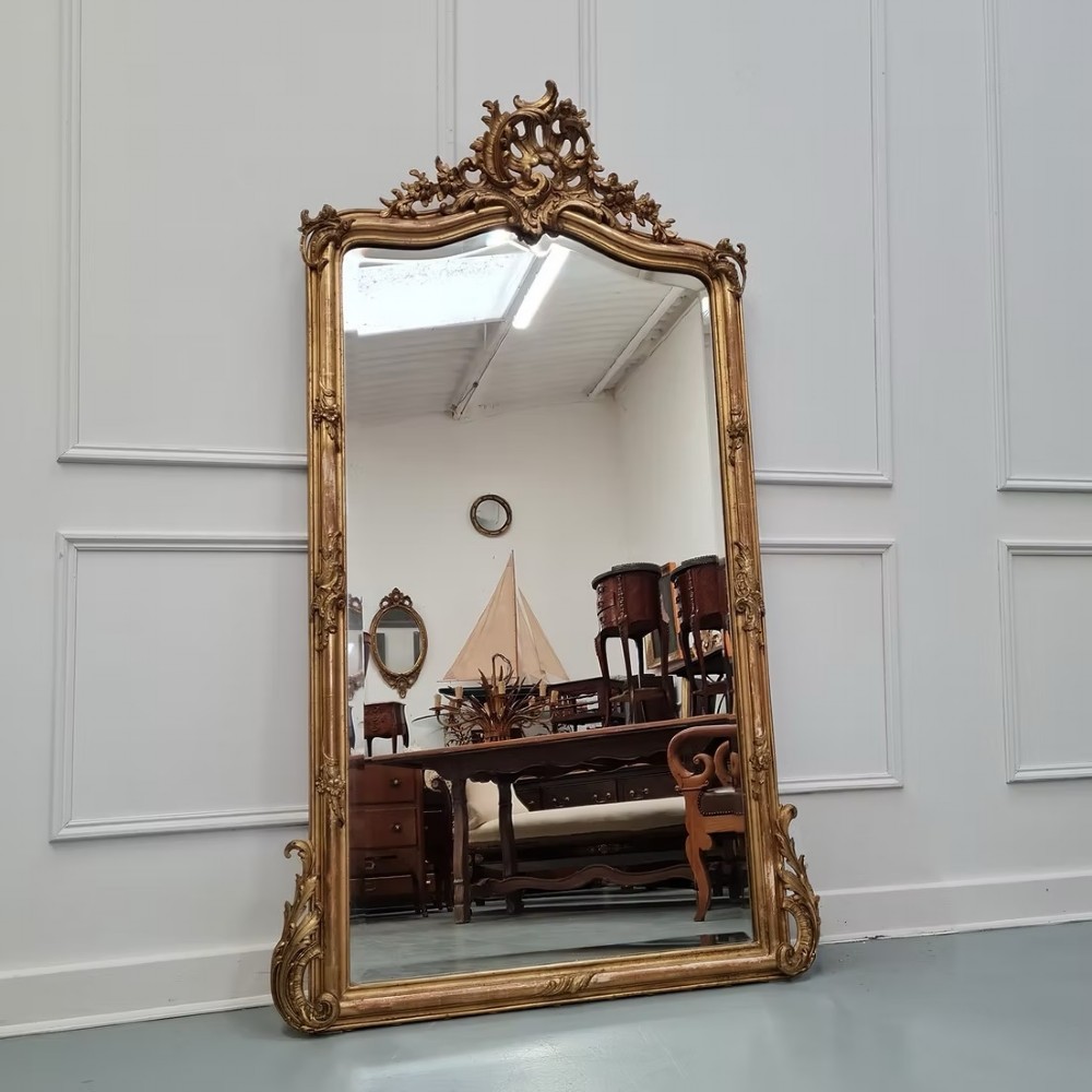 Large Antique French  Gilded Mirror c1890