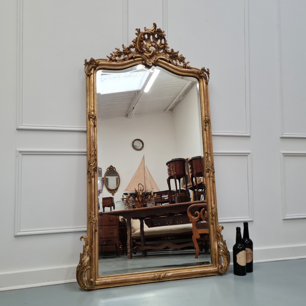Large Antique French  Gilded Mirror c1890 View VIII