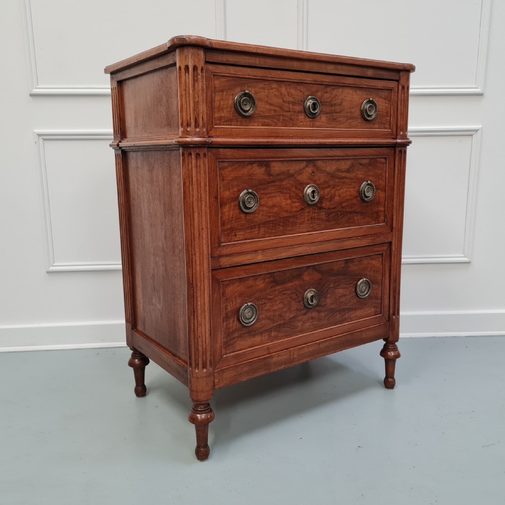 Antique French Small Walnut Directoire Commode c1810 View II