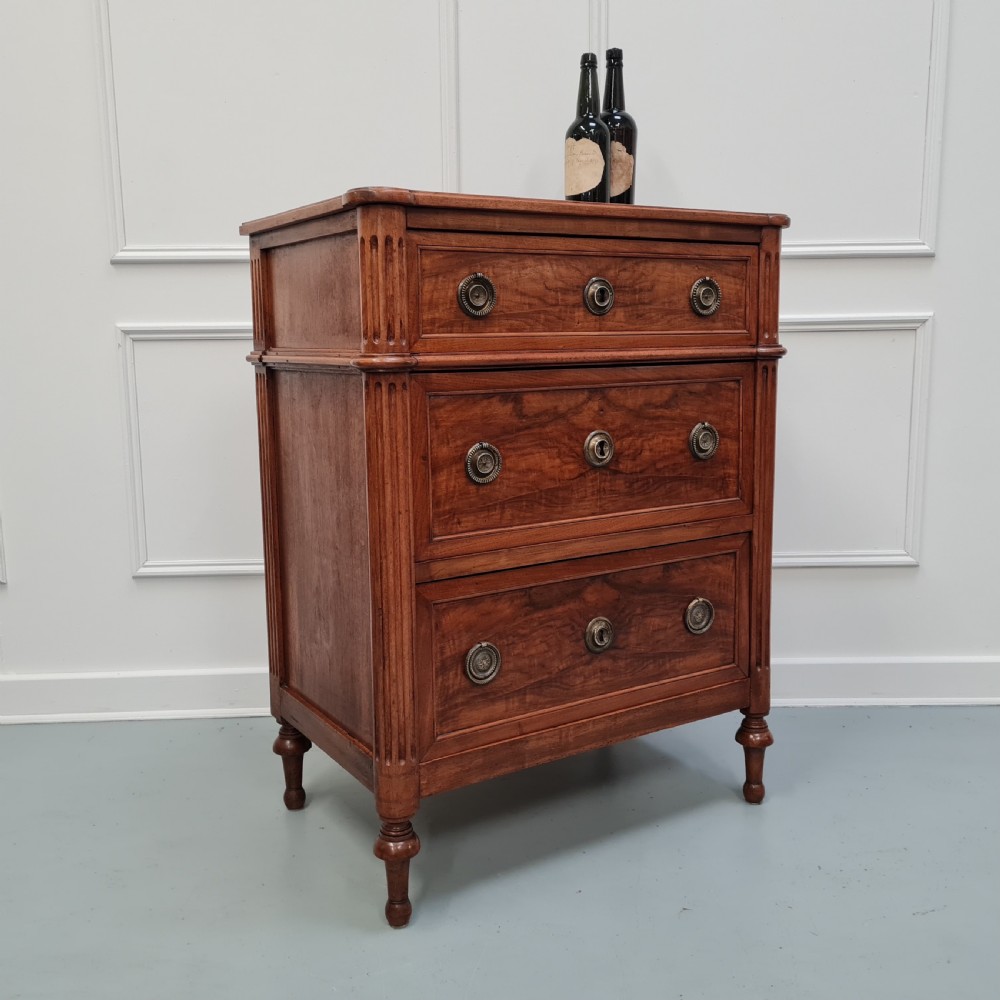 Antique French Small Walnut Directoire Commode c1810 View VI