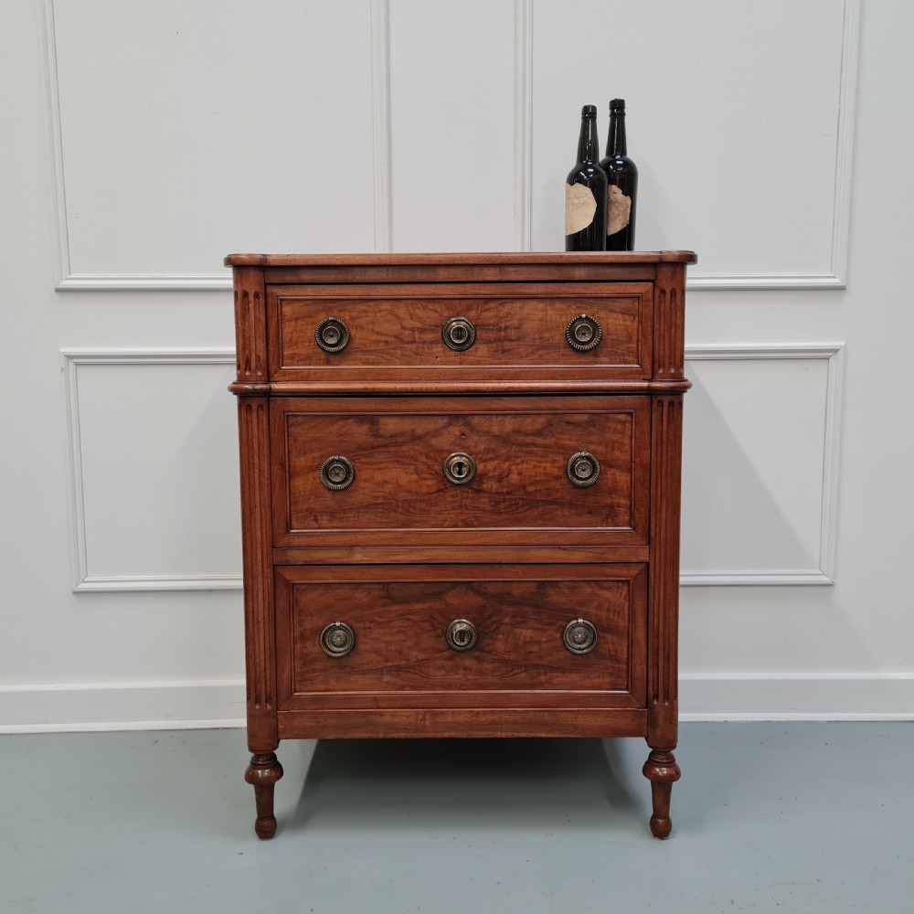 Antique French Small Walnut Directoire Commode c1810 View IX