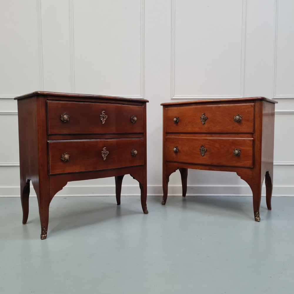 Rare Pair of Small Antique French Cherry Wood Commodes c1920
