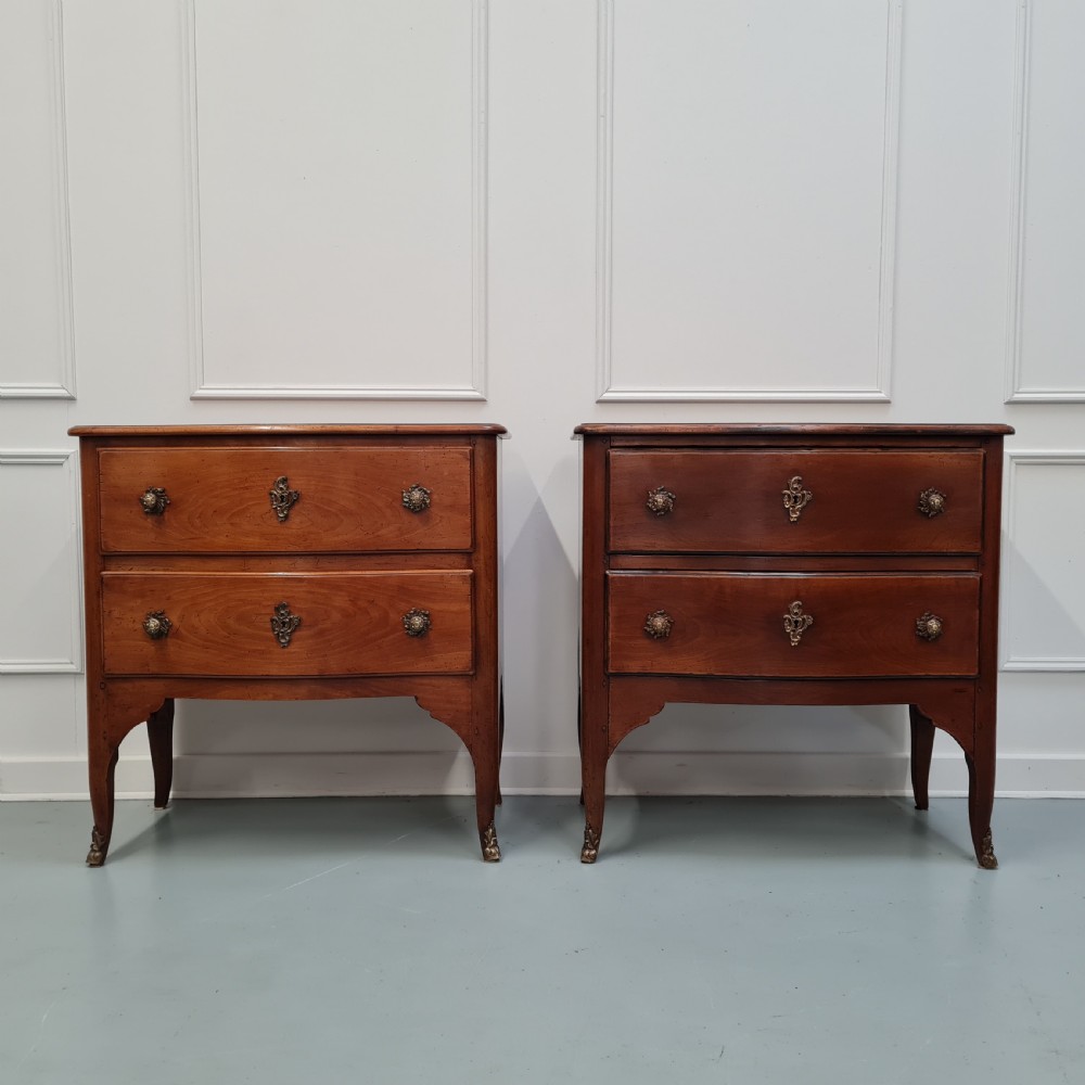Rare Pair of Small Antique French Cherry Wood Commodes c1920 View II