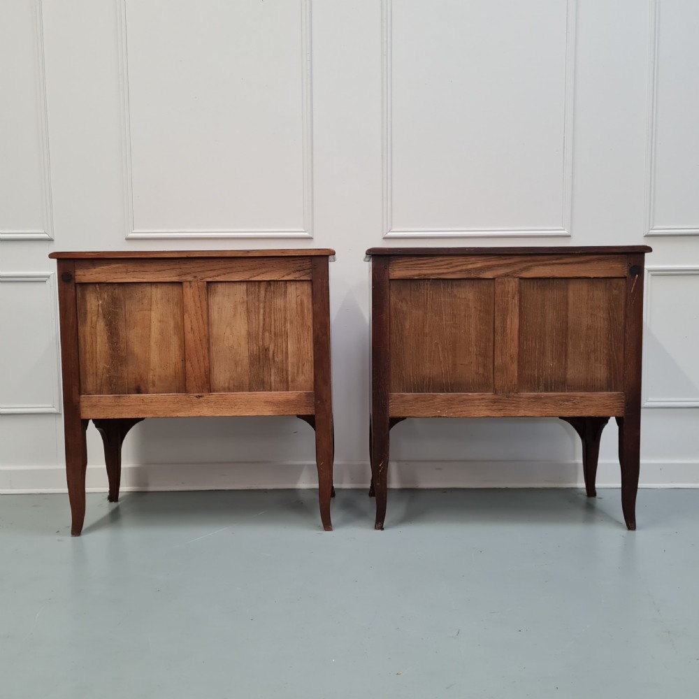 Rare Pair of Small Antique French Cherry Wood Commodes c1920 View IV