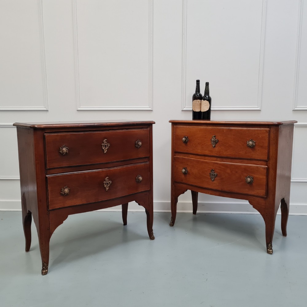 Rare Pair of Small Antique French Cherry Wood Commodes c1920 View VII