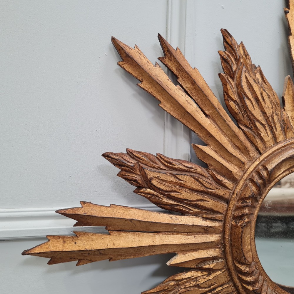 Vintage Gilded Wooden Sunburst Mirror View II
