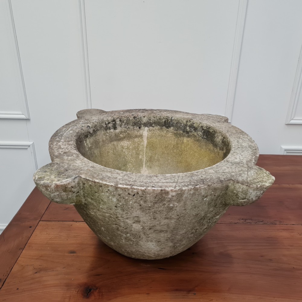 Stunning Enormous 18th Century White Marble Mortar