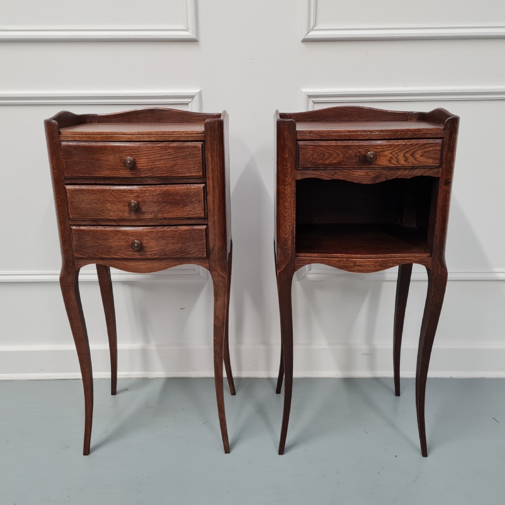 Pair of Oak French Bedside Tables c1930