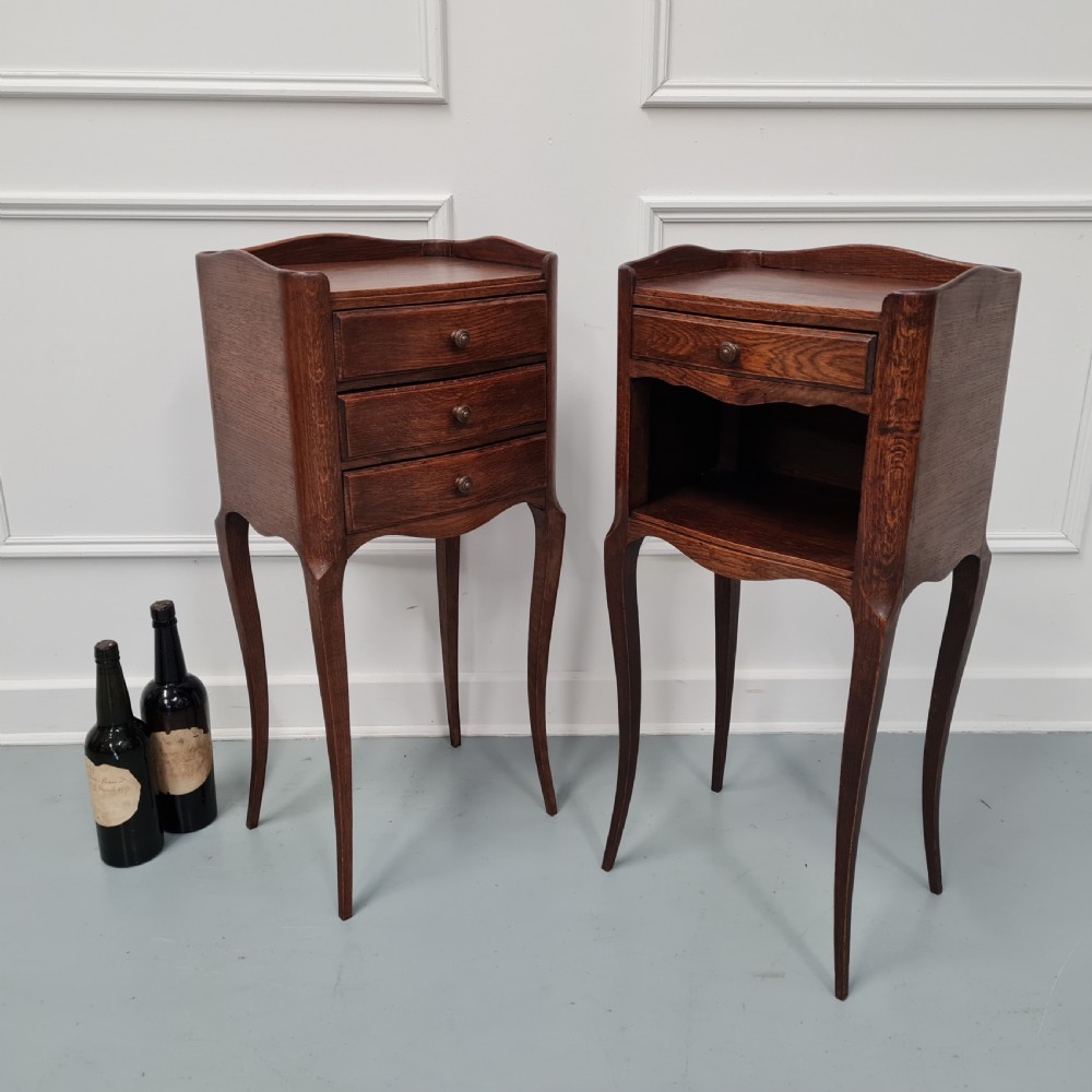 Pair of Oak French Bedside Tables c1930 View III