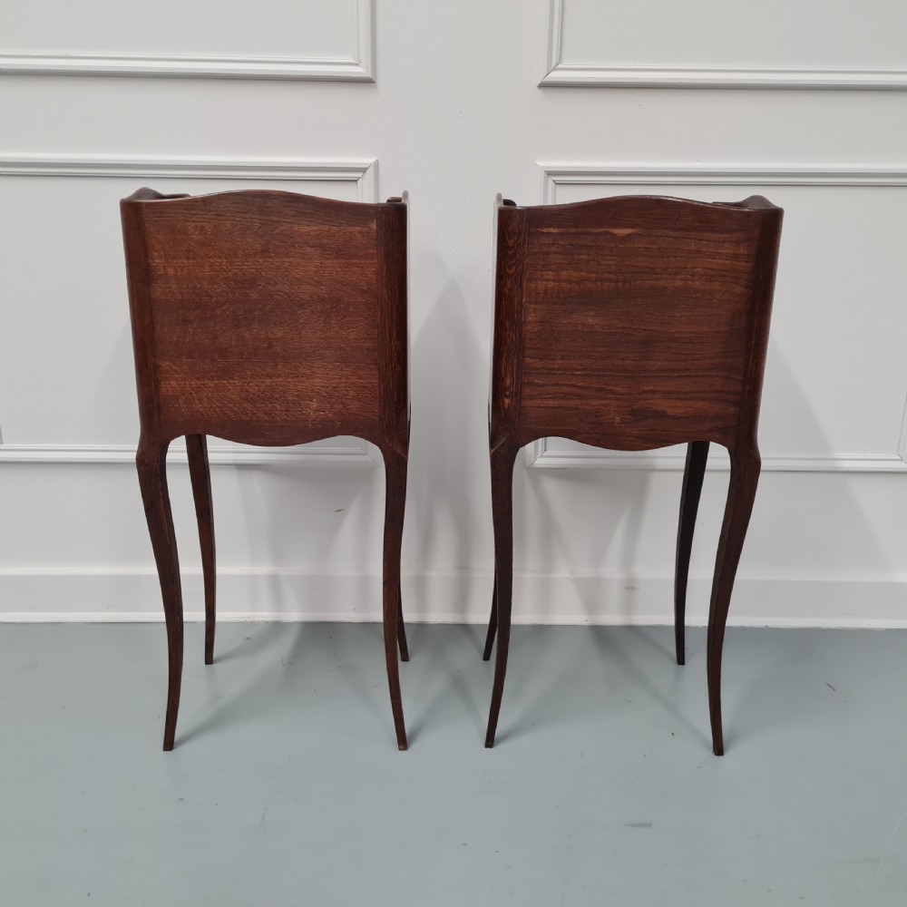 Pair of Oak French Bedside Tables c1930 View V