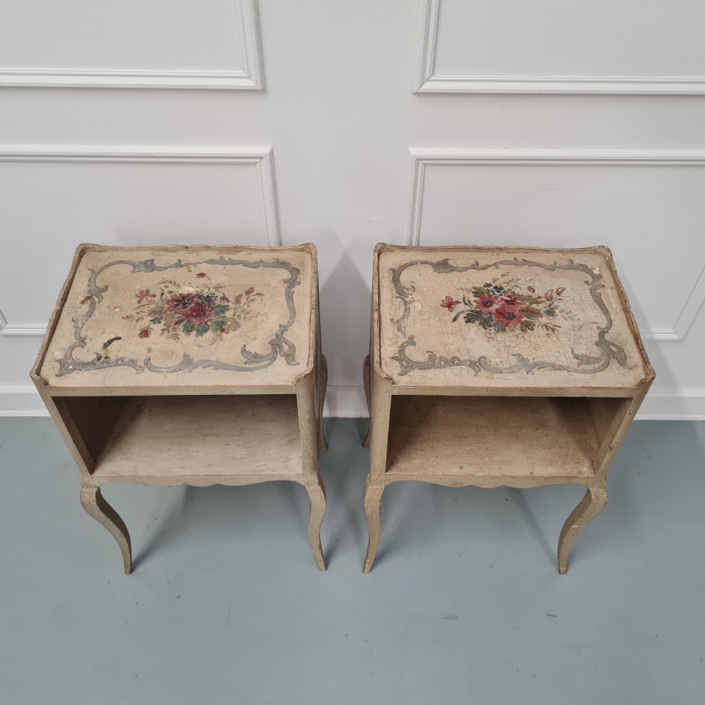 Pair of Vintage Painted Bedside Tables c1930 View IV