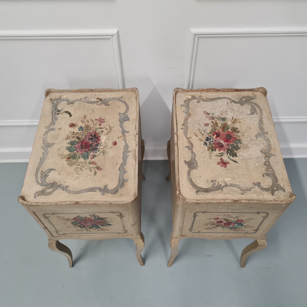 Pair of Vintage Painted Bedside Tables c1930 View VII