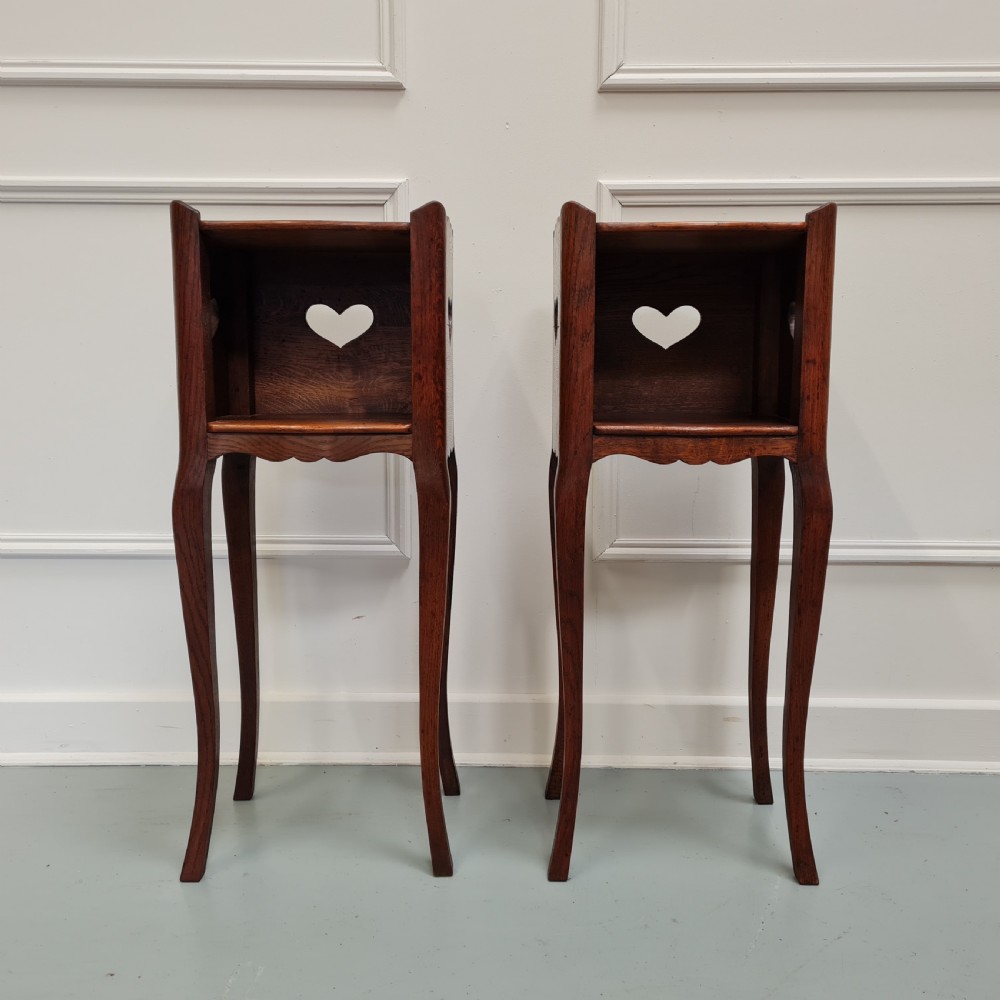 Antique French Oak Bedside Tables c1880