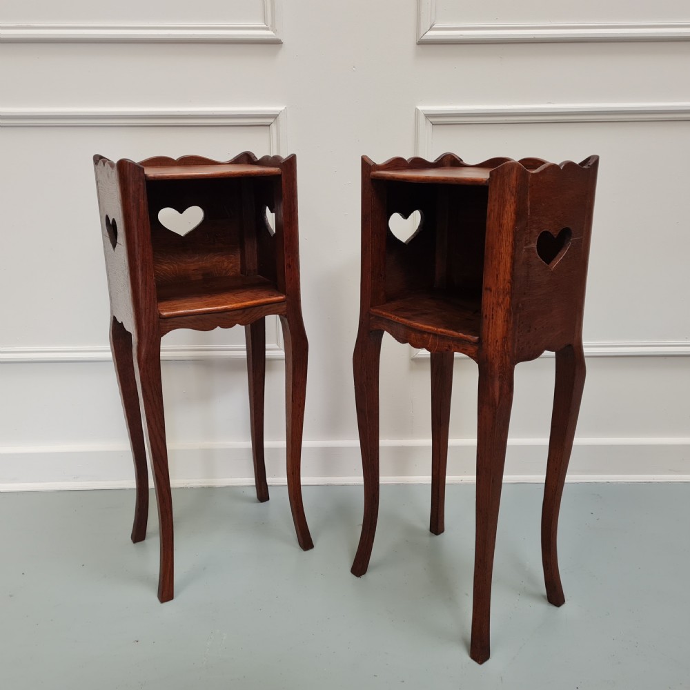 Antique French Oak Bedside Tables c1880 View II