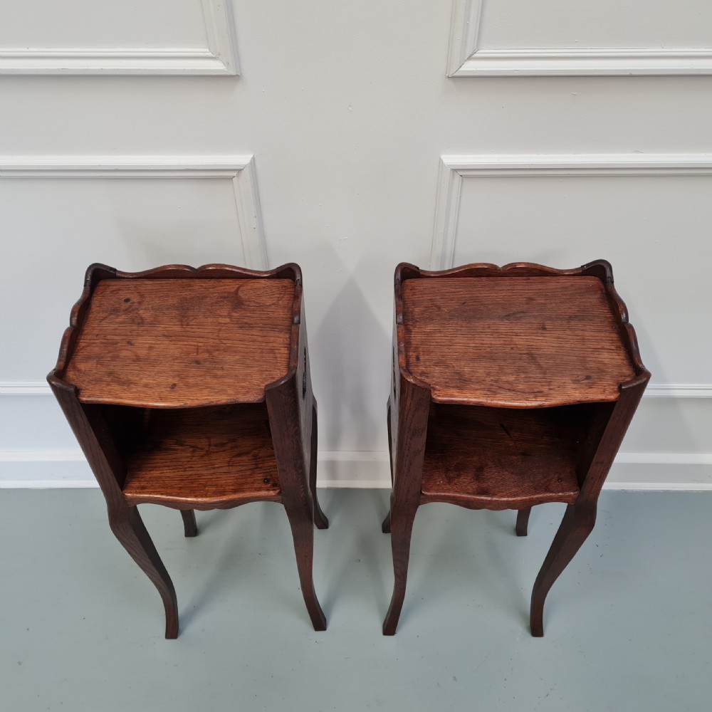 Antique French Oak Bedside Tables c1880 View III