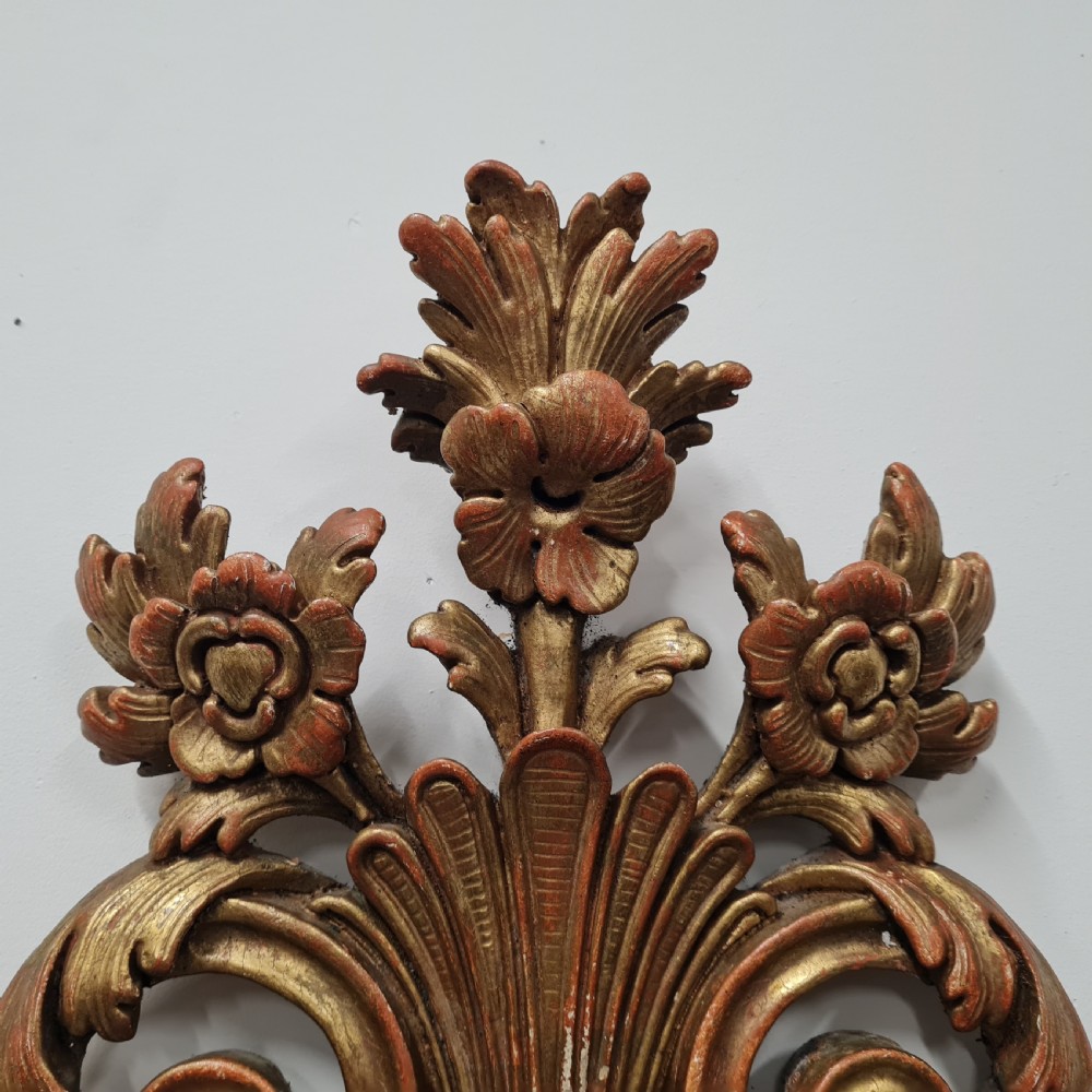 Very Large Carved Gilded Italian Wall Lights c1930 View VI