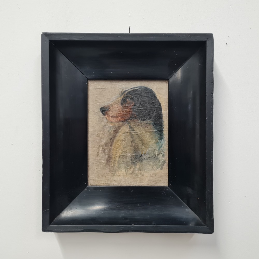 Lovely Antique Painting of Gordon Setter Dog 1922