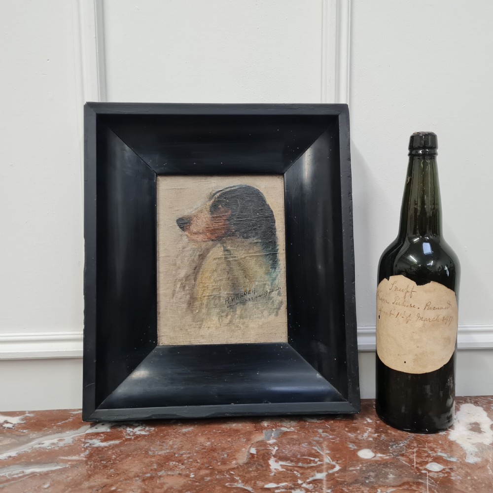 Lovely Antique Painting of Gordon Setter Dog 1922 View II