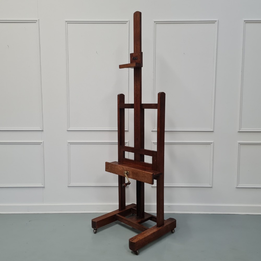 Antique French Oak Winder Easel c1890