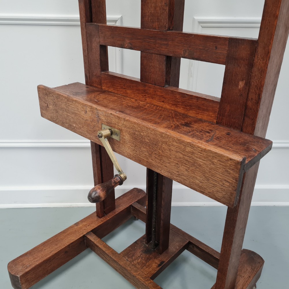 Antique French Oak Winder Easel c1890 View III