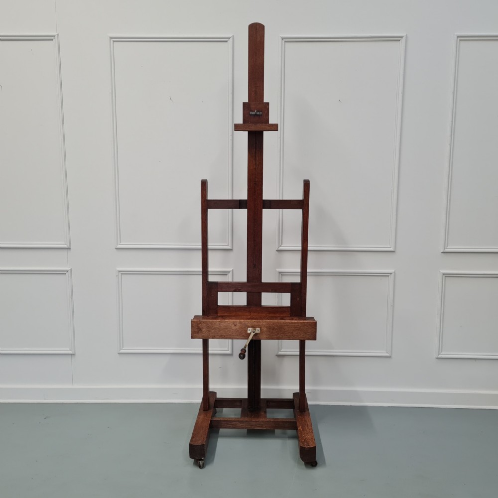 Antique French Oak Winder Easel c1890 View IV