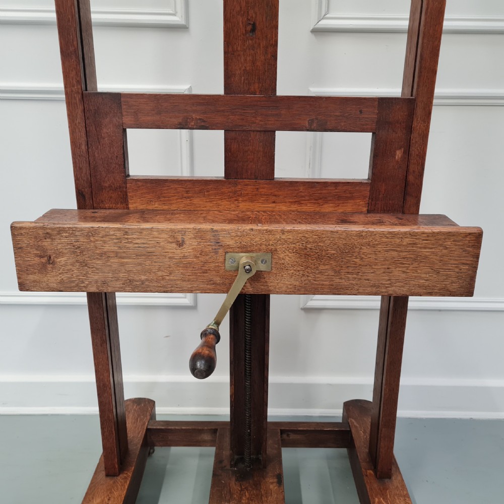 Antique French Oak Winder Easel c1890 View V