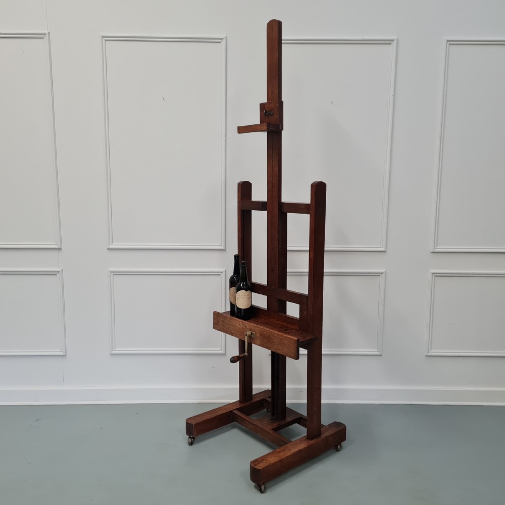 Antique French Oak Winder Easel c1890 View X