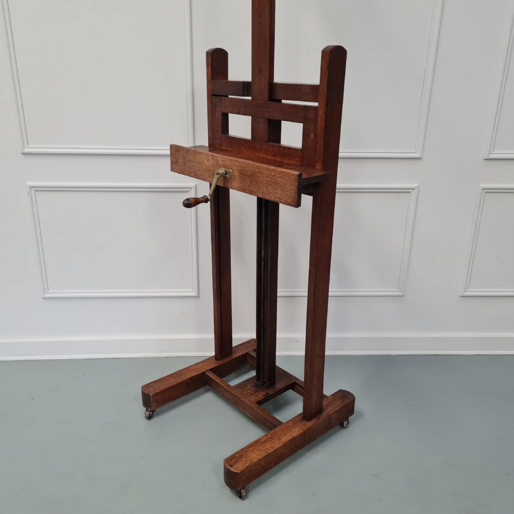 Antique French Oak Winder Easel c1890 View XI