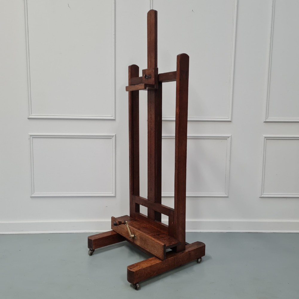 Antique French Oak Winder Easel c1890 View XII