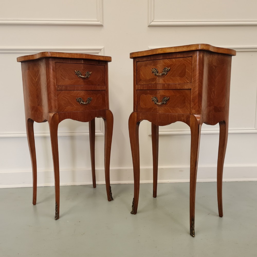 Antique Serpentine French Bedside Tables c1930