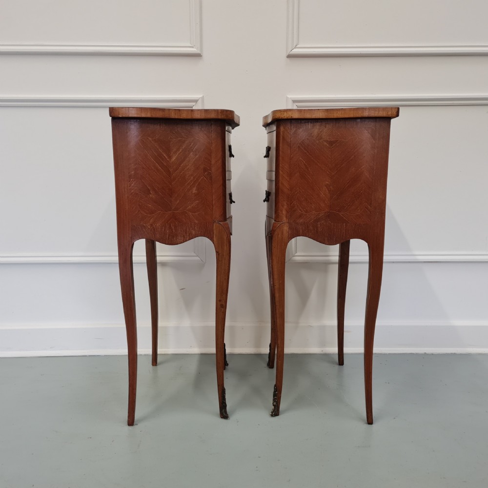 Antique Serpentine French Bedside Tables c1930 View II