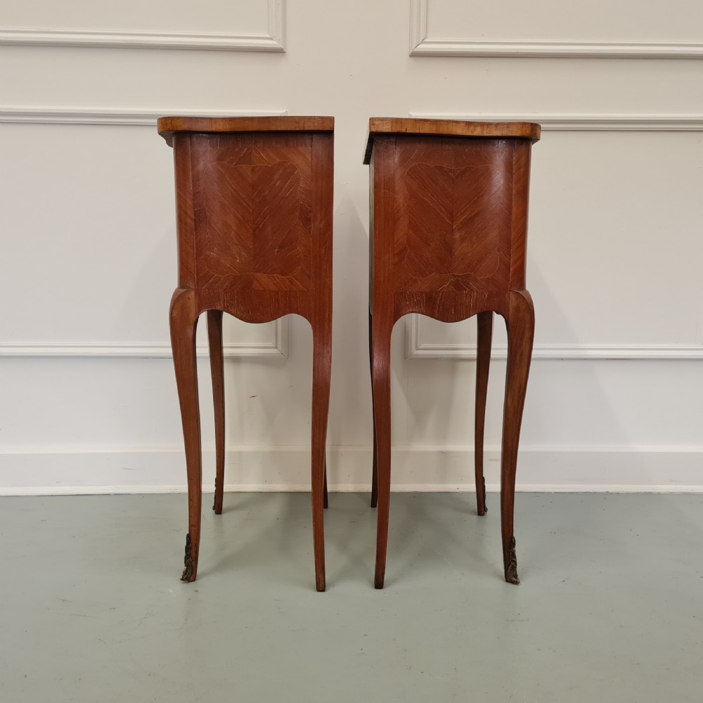 Antique Serpentine French Bedside Tables c1930 View V