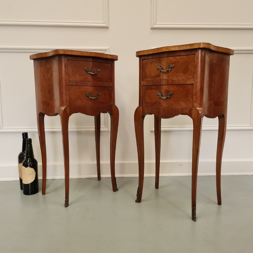 Antique Serpentine French Bedside Tables c1930 View VII