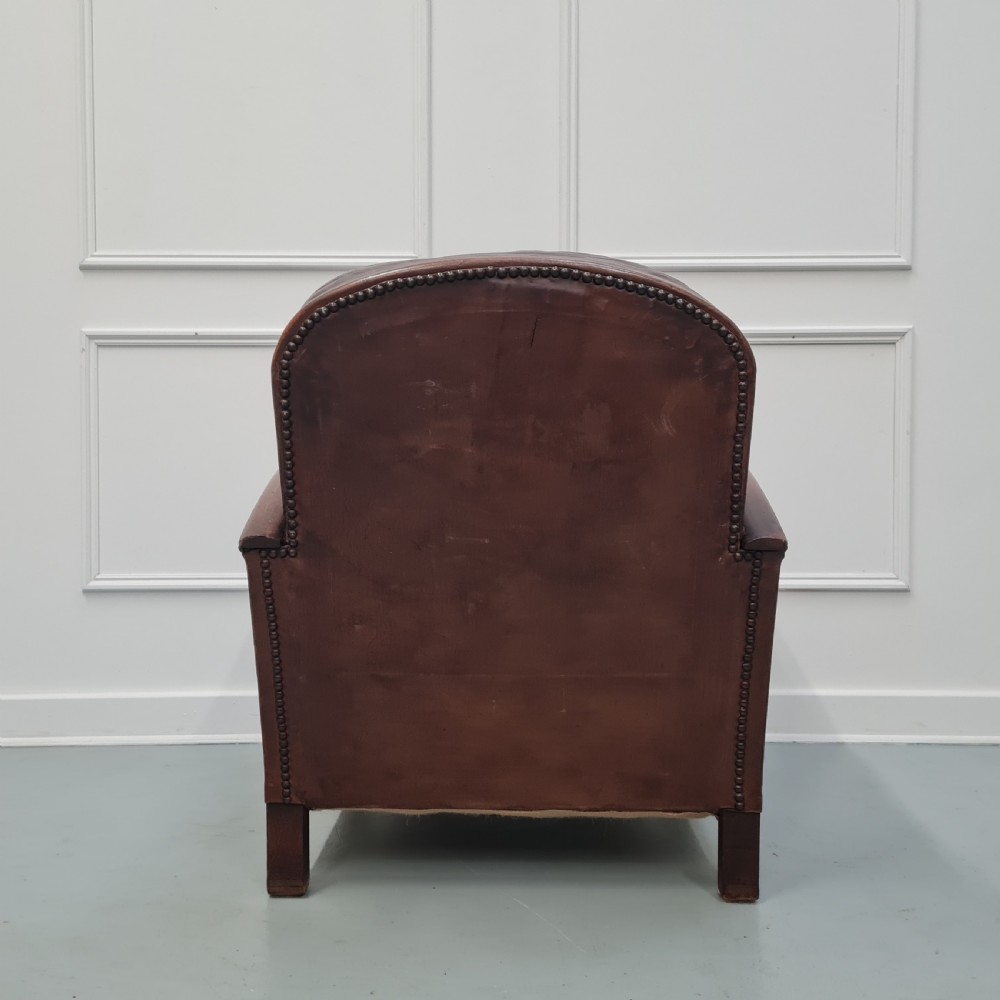 Vintage French Leather Club Chair c1930 View III