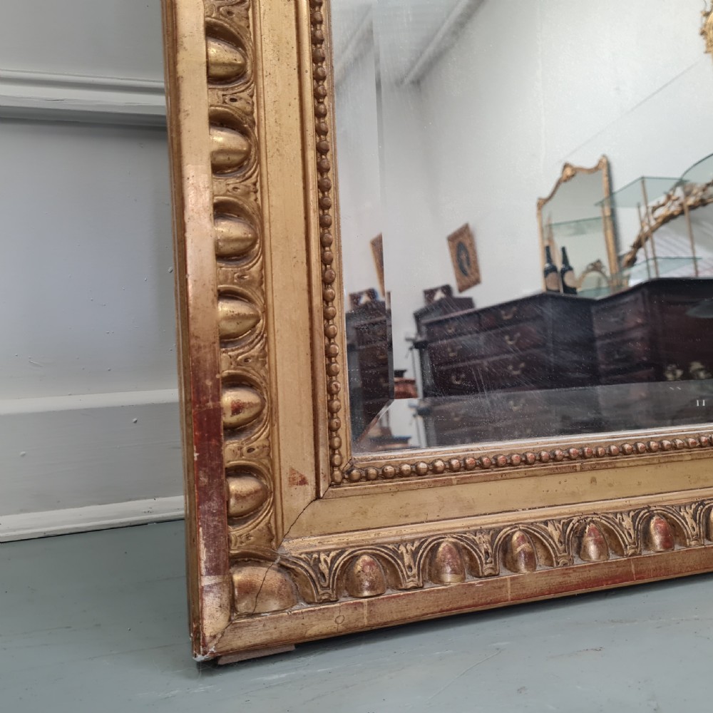 Antique French Gilded Mirror with Love Birds c1870 View II