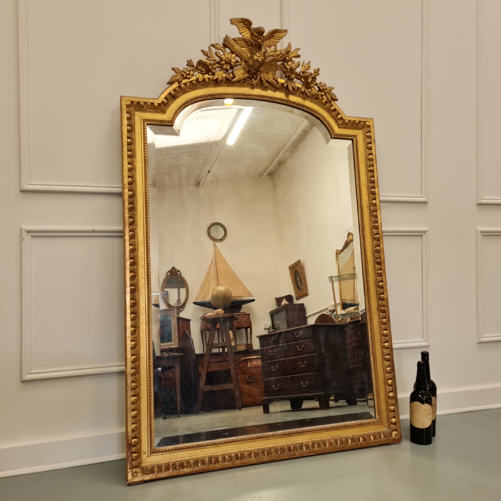 Antique French Gilded Mirror with Love Birds c1870 View VIII