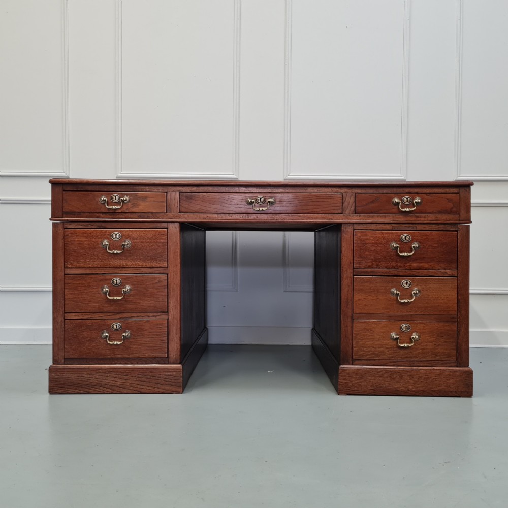 Handsome Large Oak pedestal Desk C1930 View II