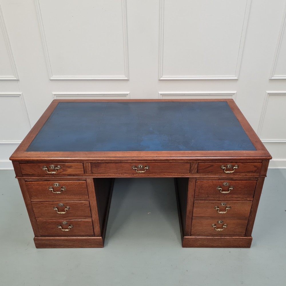 Handsome Large Oak pedestal Desk C1930 View V