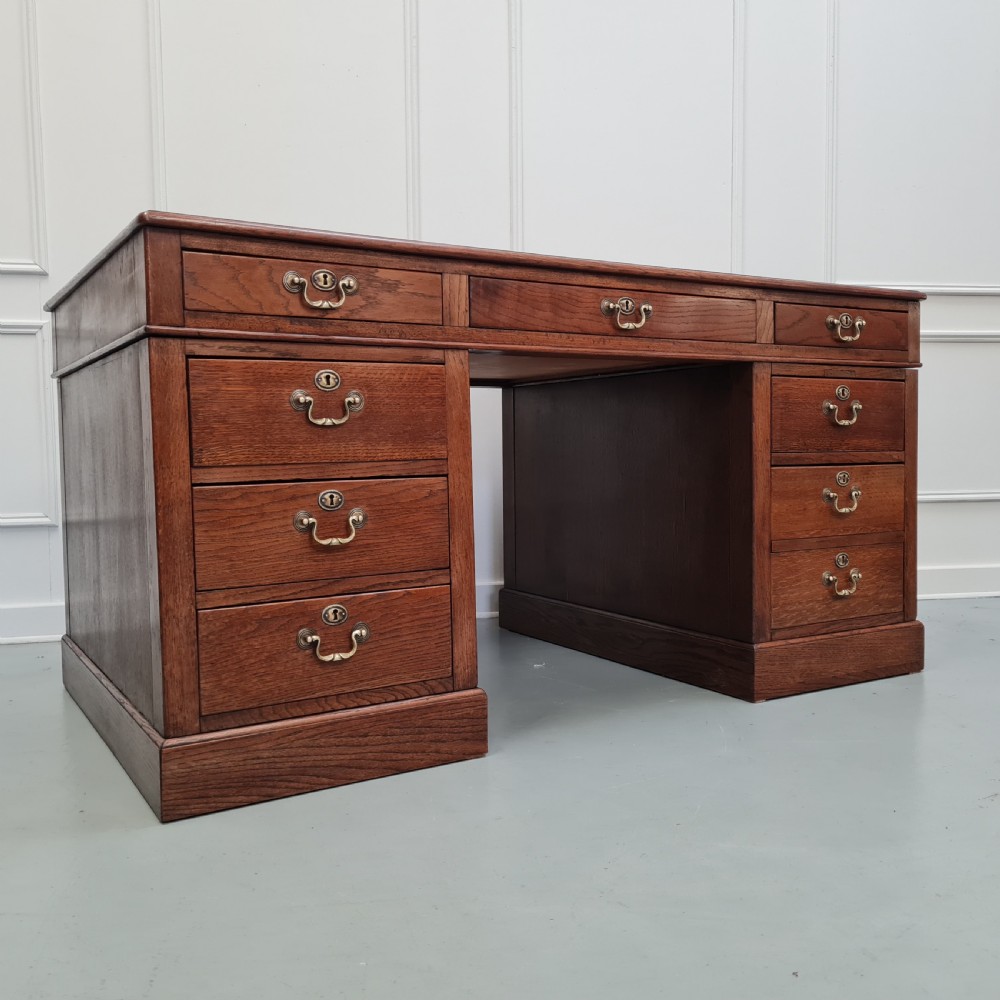 Handsome Large Oak pedestal Desk C1930 View X