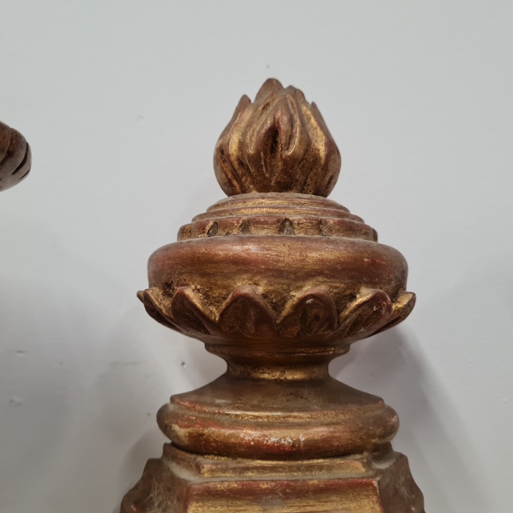 French Carved Wood Gilded Wall Lights C1920 View III