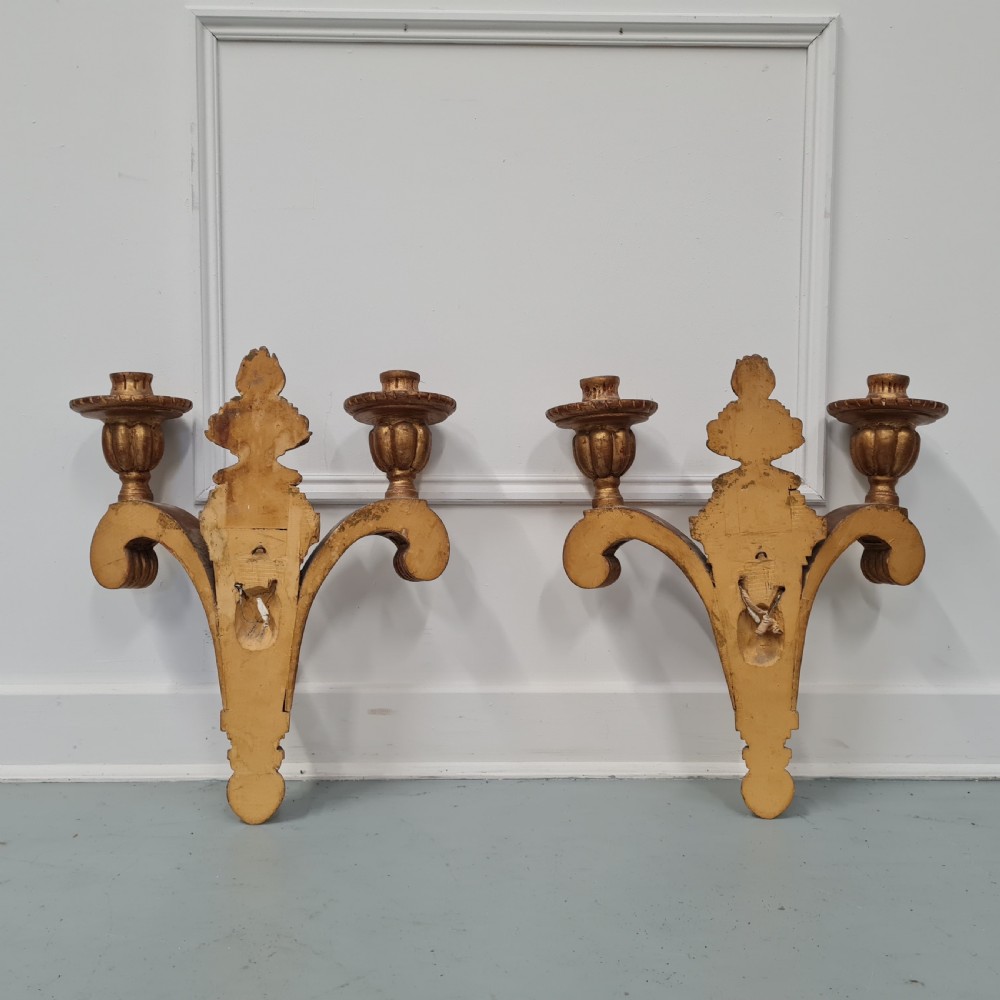 French Carved Wood Gilded Wall Lights C1920 View VI