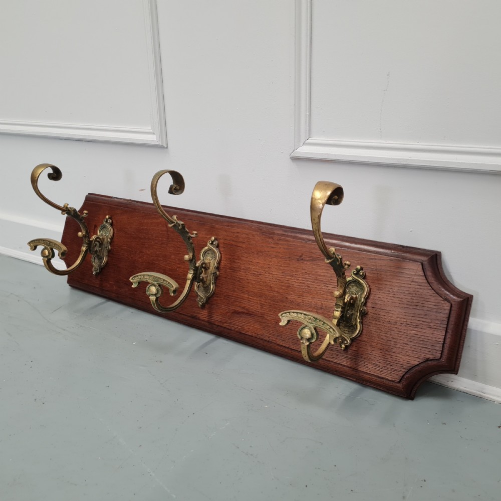 Beautiful Oak and Brass Coat Hooks c1880 View VIII