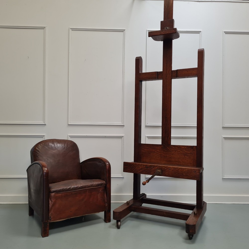 Huge Sturdy French Antique Oak Easel C1870
