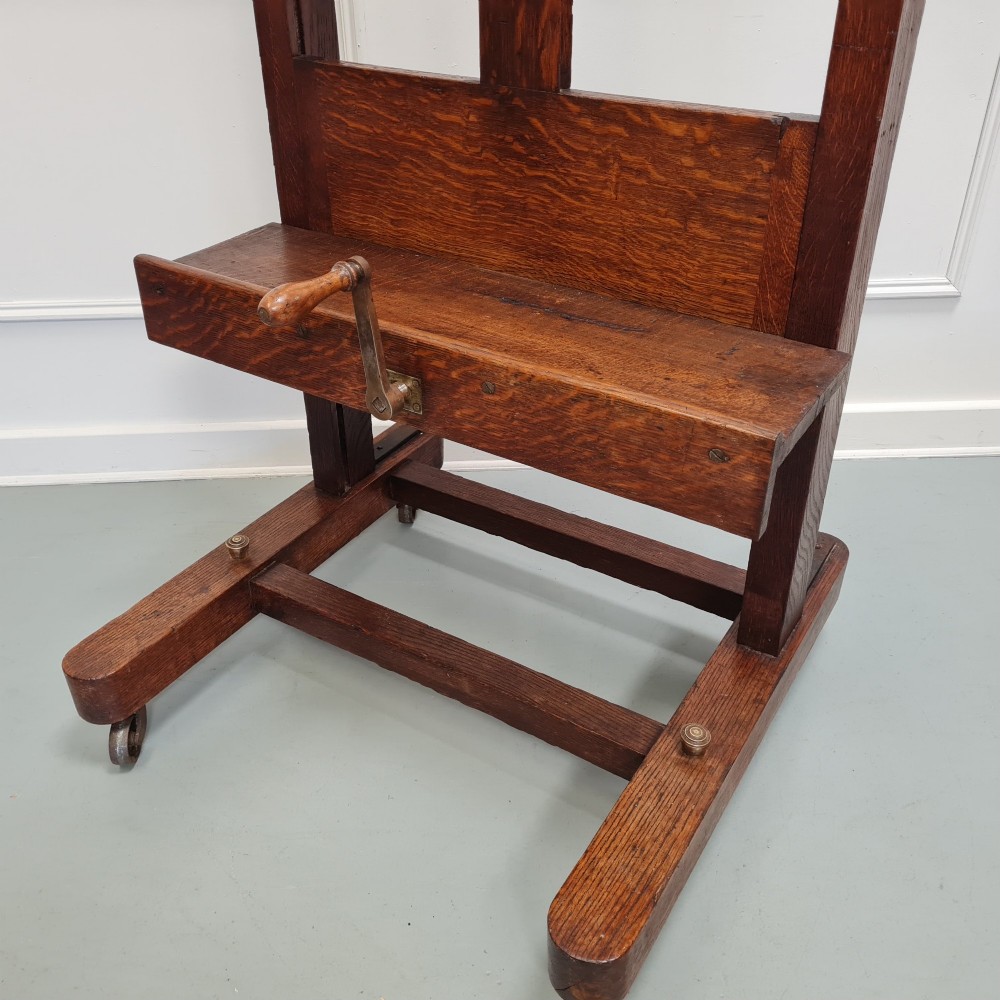 Huge Sturdy French Antique Oak Easel C1870 View II