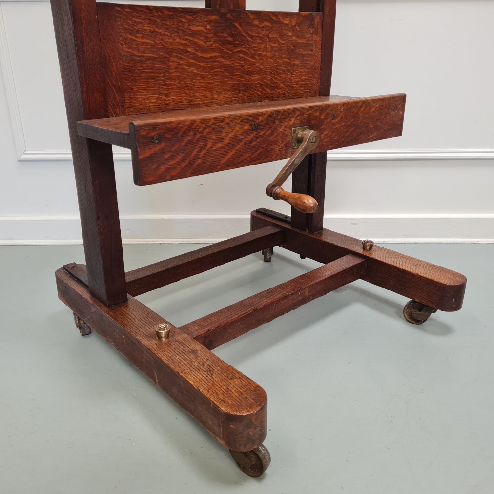 Huge Sturdy French Antique Oak Easel C1870 View III