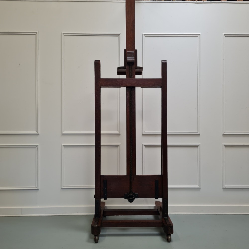 Huge Sturdy French Antique Oak Easel C1870 View IV