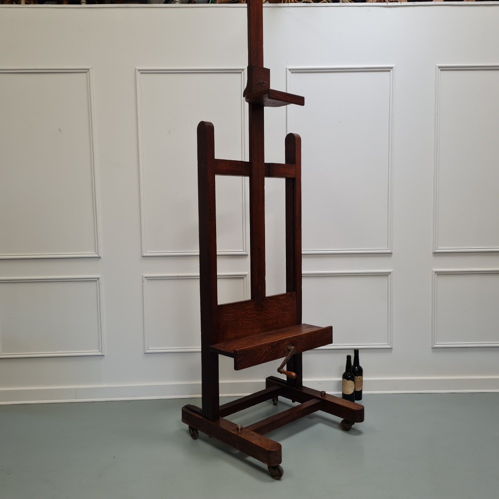 Huge Sturdy French Antique Oak Easel C1870 View VI