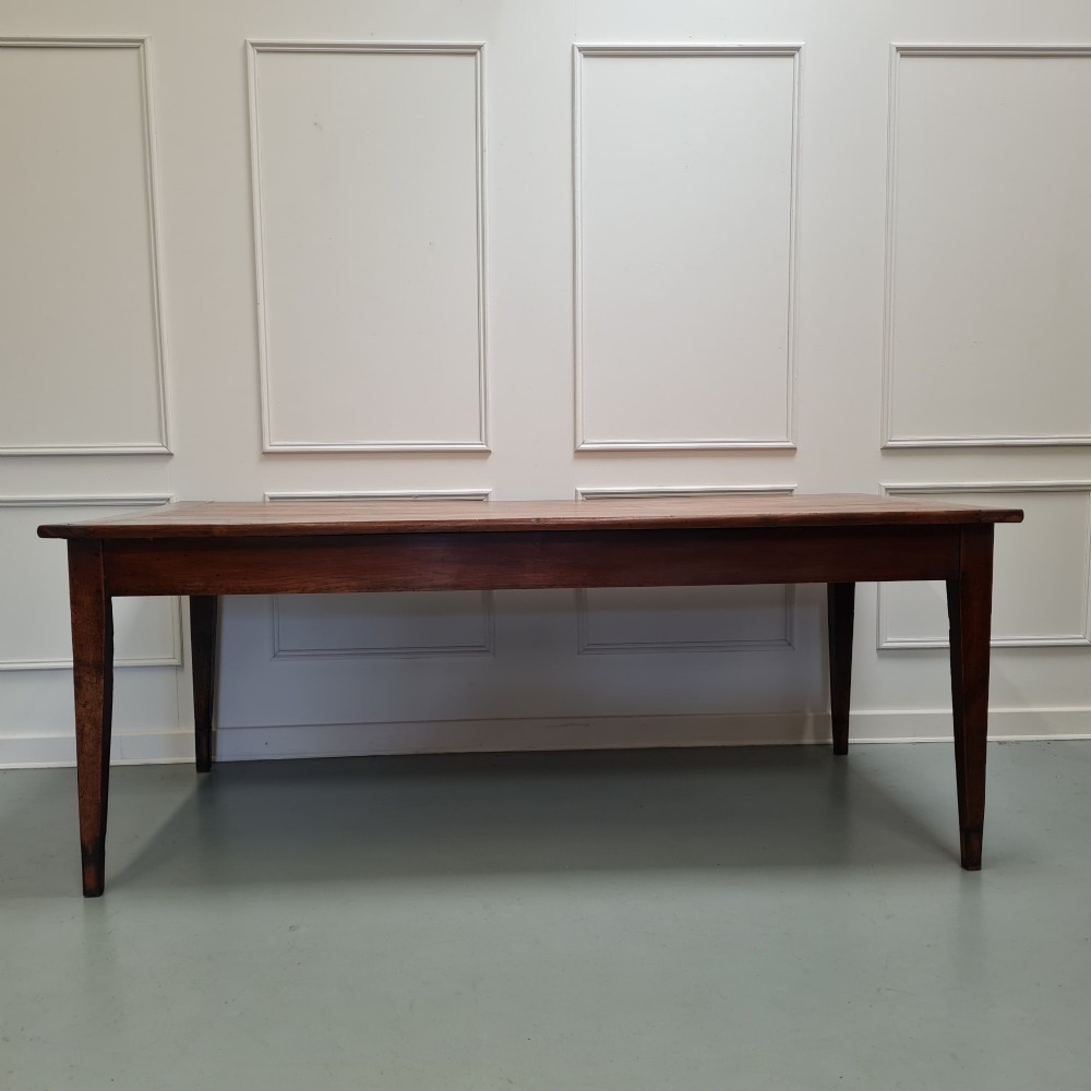 Wide Antique French Cherry Farmhouse Table c1840