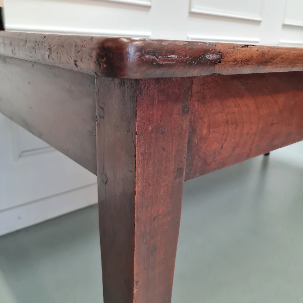 Wide Antique French Cherry Farmhouse Table c1840 View II