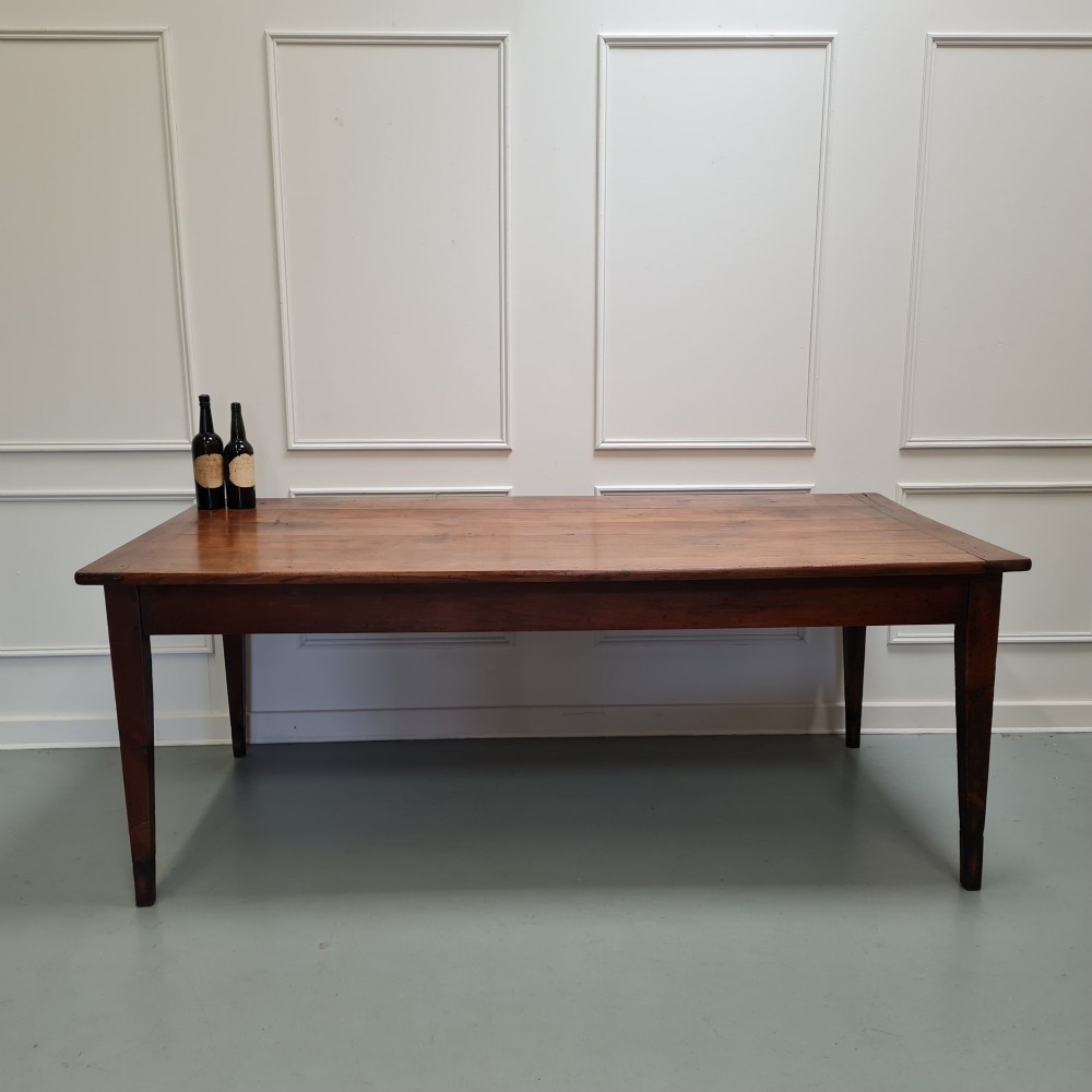 Wide Antique French Cherry Farmhouse Table c1840 View IV